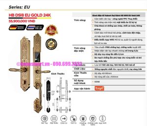 Khóa Vân Tay Đại Sảnh HUBERT HB DSI8 EU GOLD 24K