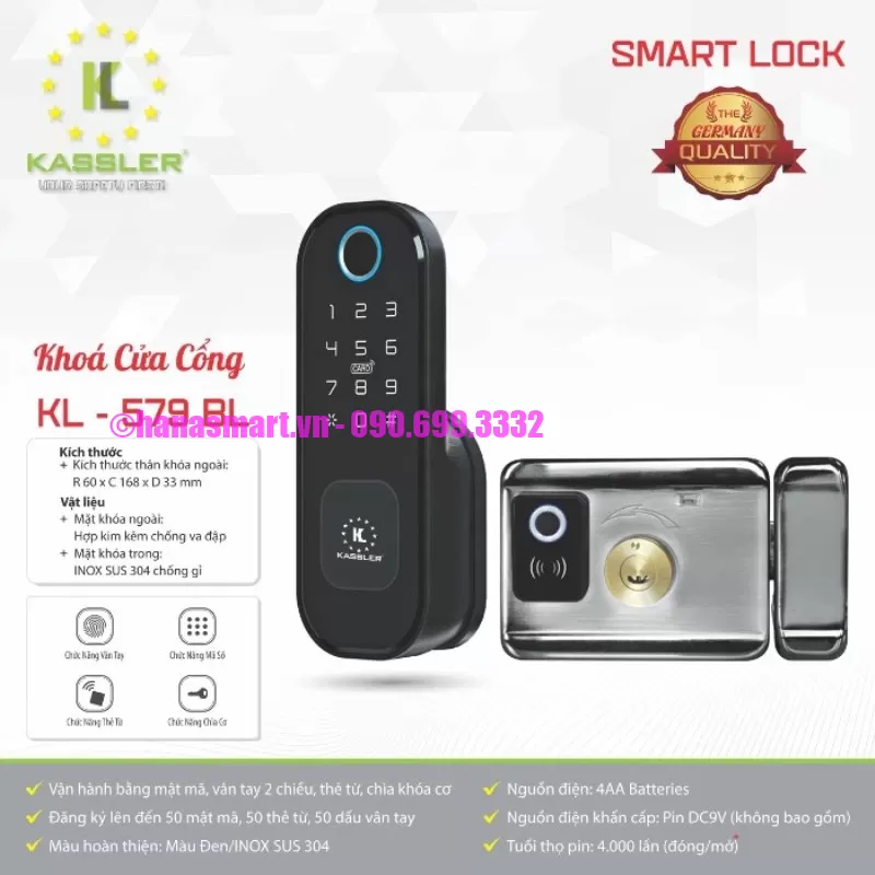  Khóa cửa cổng Kassler KL-579 BL 