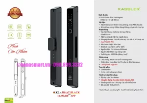 Khóa cửa nhôm Kassler KL-599 AT BLACK APP