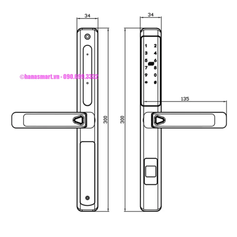 Khóa cửa nhôm Kassler KL-599 LX CHAMPAGNE