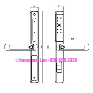 Khóa cửa nhôm Kassler KL-599 LX CHAMPAGNE APP