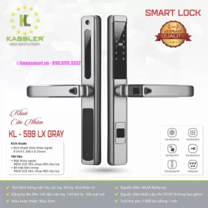 Khóa cửa nhôm Kassler KL-599 LX GRAY APP