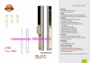 Khóa cửa nhôm Kassler KL-599 PRO CHAMPAGE GOLD