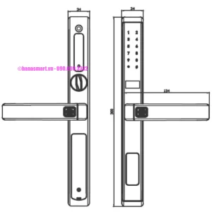 Khóa cửa nhôm Kassler KL-599 SLIDE BLACK APP