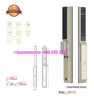 Khóa cửa nhôm Kassler KL-599 VF CHAMPAGE GOLD