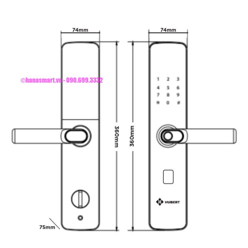 Khóa vân tay cửa gỗ HUBERT HB CG62 NANO COPPER