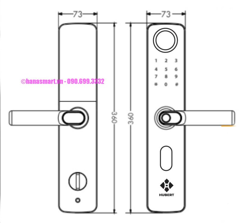 Khoá vân tay cửa gỗ HUBERT HB CG66 COPPER