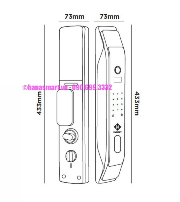 Khóa vân tay cửa gỗ HUBERT HB CG68 COPPER