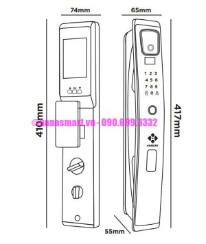 Khóa vân tay cửa gỗ HUBERT HB CG79 NANO GRAY