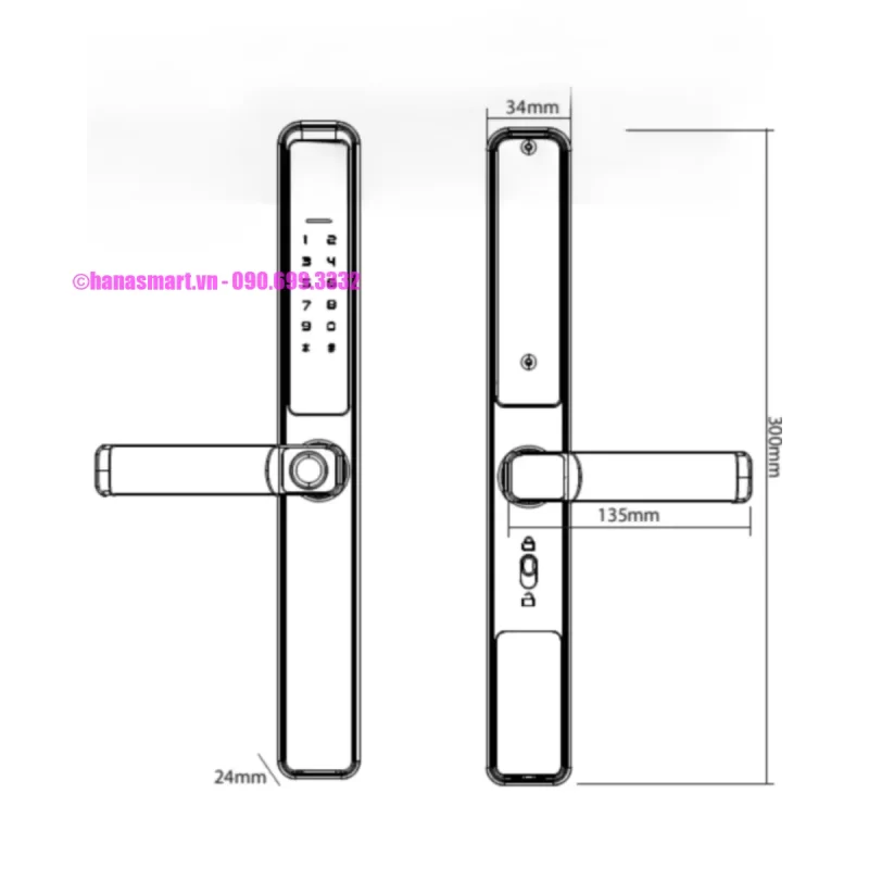 Khóa vân tay cửa nhôm HUBERT HB CN21 BLACK