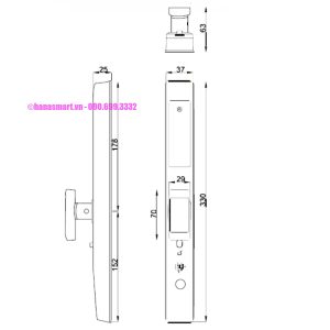 Khóa vân tay cửa nhôm HUBERT HB CN39 STYLE B BLACK