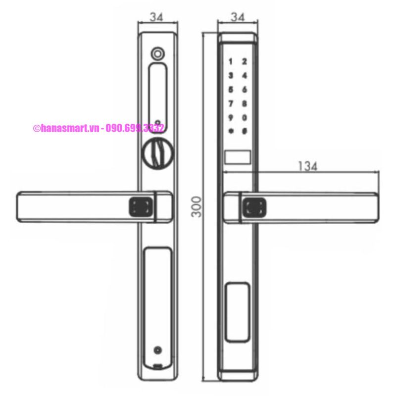 Khóa vân tay cửa nhôm HUBERT HB CN77 BLACK