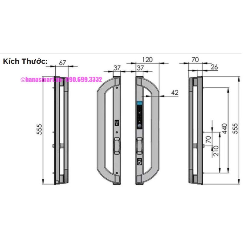 Khóa vân tay cửa nhôm HUBERT HB CNI8 EU BLACK