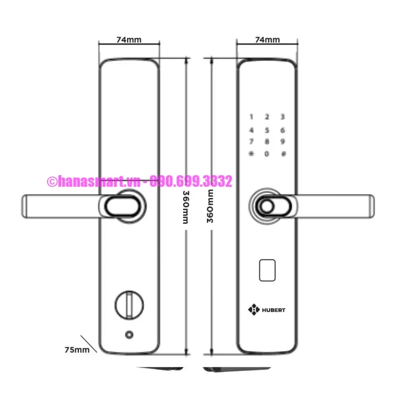 Khóa vân tay dự án HUBERT HB CGDA 05 CHỐNG CHÁY