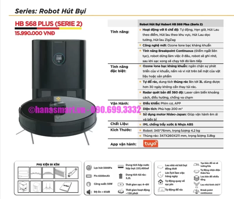 Robot hút bụi HUBERT HB S68 PLUS (SERIE 2) tiêu chuẩn Đức 12 Robot Hút Bụi HUBERT HB S68 PLUS (SERIE 2)