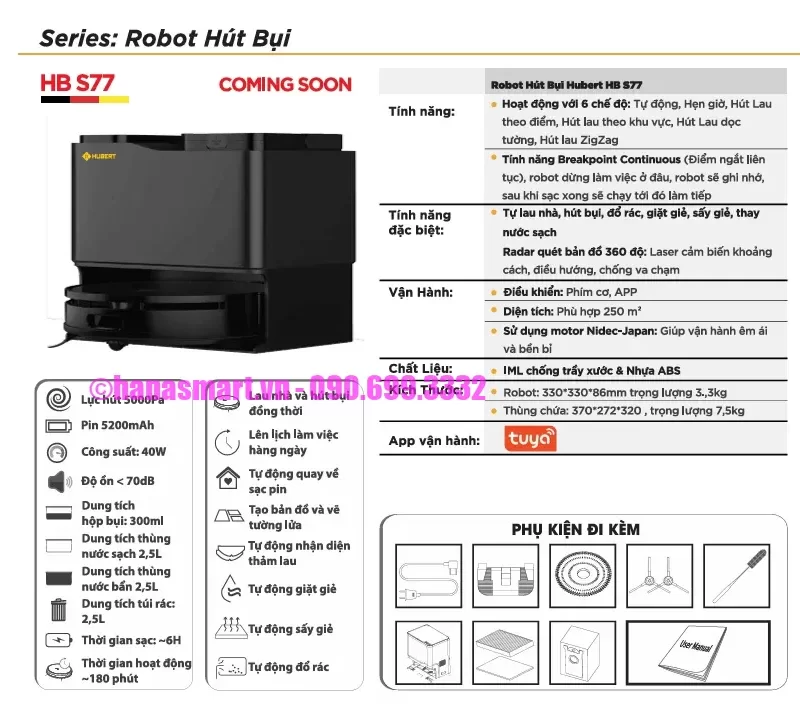 Robot hút bụi HUBERT HB S77