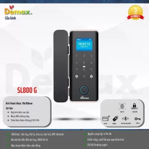 Khóa cửa kính DEMAX SL800 G APP, REMOTE tiêu chuẩn Đức - khoa cua kinh demax sl800 g app remote tieu chuan duc9