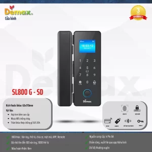 Khóa cửa kính DEMAX SL800 G-SD APP, REMOTE tiêu chuẩn Đức - khoa cua kinh demax sl800 g sd app remote tieu chuan duc7