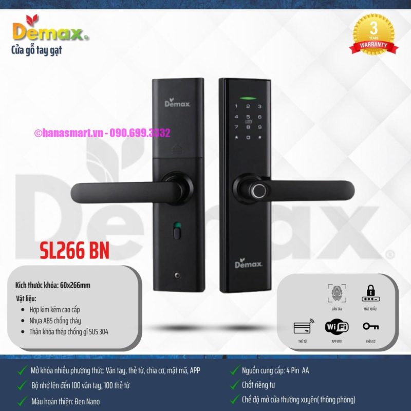 Khóa vân tay DEMAX SL266 BN APP WIFI tiêu chuẩn Đức - khoa thong minh demax sl266 bn app wifi tieu chuan duc8