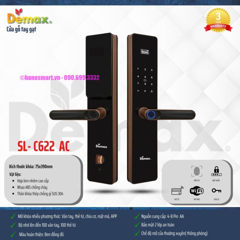 Khoá vân tay DEMAX SL-C622 AC APP WIFI tiêu chuẩn Đức - khoa van tay demax sl c622 ac app wifi tieu chuan duc7