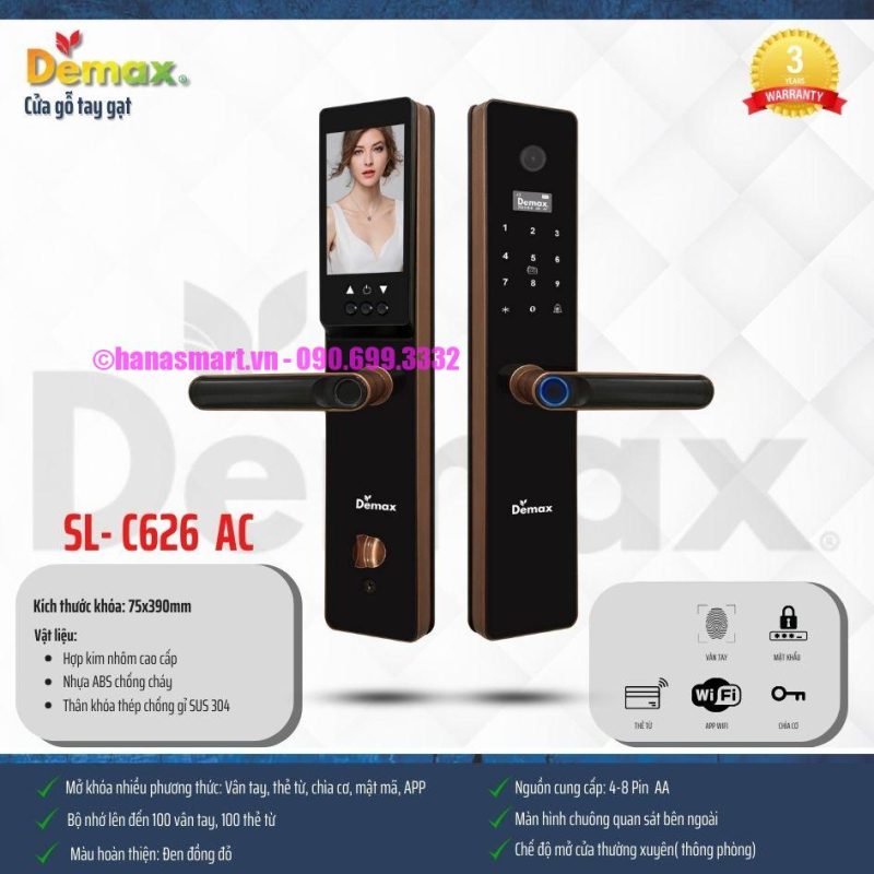 Khóa vân tay DEMAX SL-C626 AC APP WIFI tiêu chuẩn Đức - khoa van tay demax sl c626 ac app wifi tieu chuan duc3