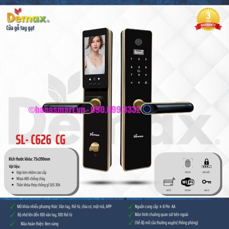 Khóa vân tay DEMAX SL-C626 CG APP WIFI tiêu chuẩn Đức - khoa van tay demax sl c626 cg app wifi tieu chuan duc8