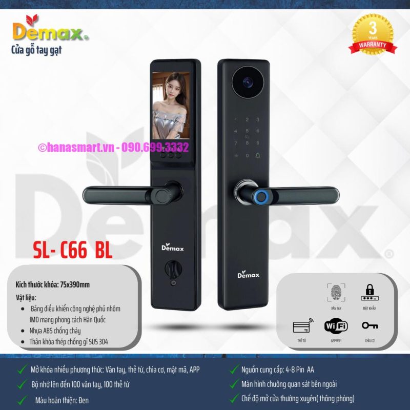 Khóa vân tay DEMAX SL-C66 BL APP WIFI tiêu chuẩn Đức - khoa van tay demax sl c66 bl app wifi tieu chuan duc1