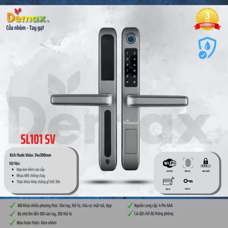 Khóa vân tay DEMAX SL101 SV APP WIFI tiêu chuẩn Đức - khoa van tay demax sl101 sv app wifi tieu chuan duc8