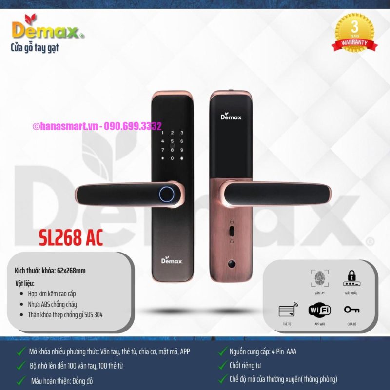 Khóa vân tay DEMAX SL268 AC APP WIFI tiêu chuẩn Đức - khoa van tay demax sl268 ac app wifi tieu chuan duc8