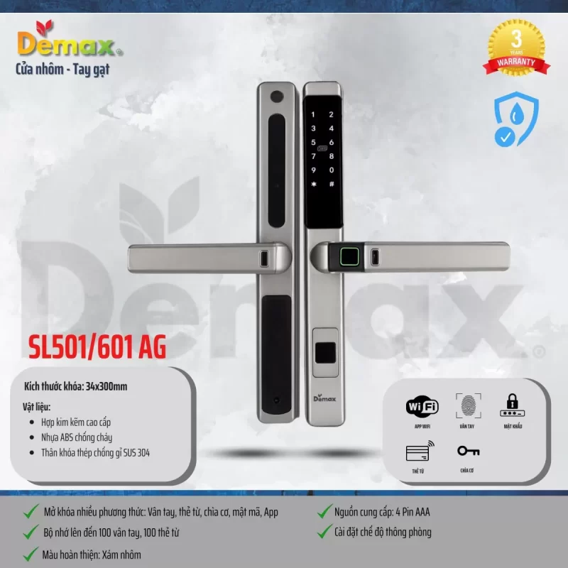 Khóa vân tay DEMAX SL601 AG APP WIFI tiêu chuẩn Đức - khoa van tay demax sl601 ag app wifi tieu chuan duc8