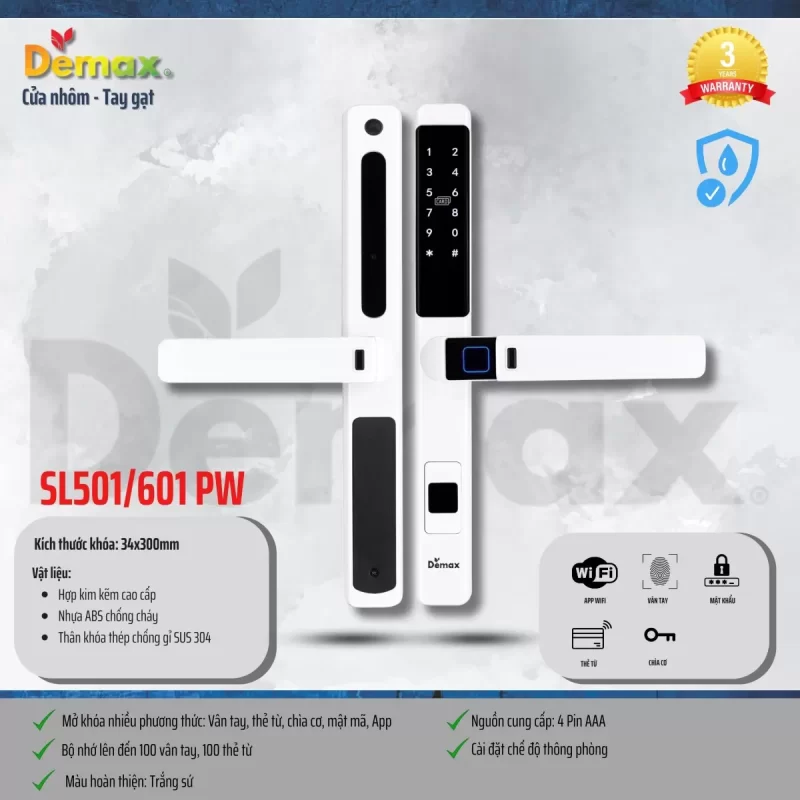 Khóa vân tay DEMAX SL601 PW APP WIFI tiêu chuẩn Đức - khoa van tay demax sl601 pw app wifi tieu chuan duc6