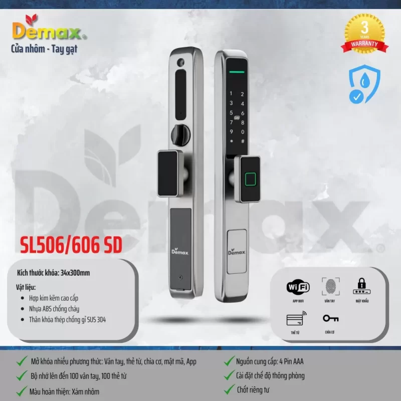 Khóa vân tay DEMAX SL606 SD APP WIFI tiêu chuẩn Đức - khoa van tay demax sl606 sd app wifi tieu chuan duc7