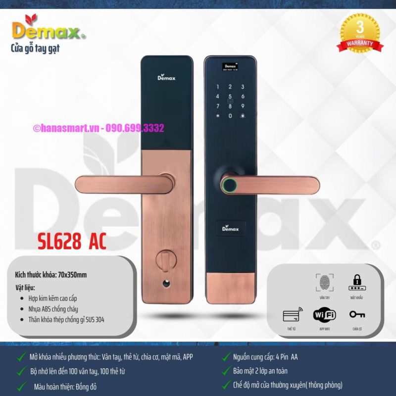 Khóa vân tay DEMAX SL628 AC APP WIFI tiêu chuẩn Đức - khoa van tay demax sl628 ac app wifi tieu chuan duc6