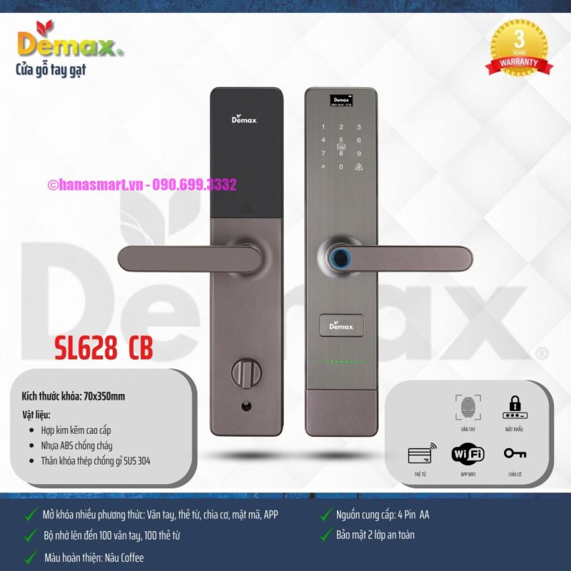 Khóa vân tay DEMAX SL628 CB APP WIFI tiêu chuẩn Đức - khoa van tay demax sl628 cb app wifi tieu chuan duc1