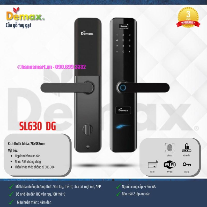 Khóa vân tay DEMAX SL630 DG APP WIFI tiêu chuẩn Đức - khoa van tay demax sl630 dg app wifi tieu chuan duc8