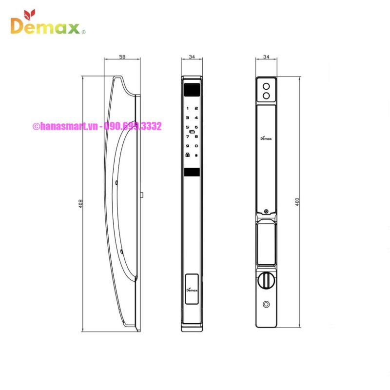 Khóa vân tay DEMAX SL802 BL REMOTE tiêu chuẩn Đức - khoa van tay demax sl802 bl remote tieu chuan duc8