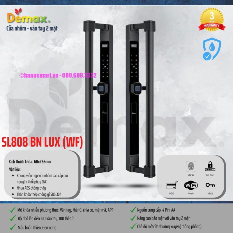 Khóa vân tay DEMAX SL808 BN LUX APP WIFI tiêu chuẩn Đức - khoa van tay demax sl808 bn lux app wifi tieu chuan duc7