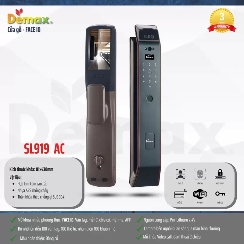 Khóa vân tay Demax SL919 AC REMOTE tiêu chuẩn Đức - khoa van tay demax sl919 ac remote tieu chuan duc3