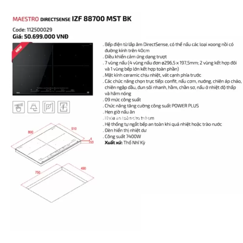 Bếp điện từ TEKA DIRECTSENSE IZF 88700 MST BK 112500029