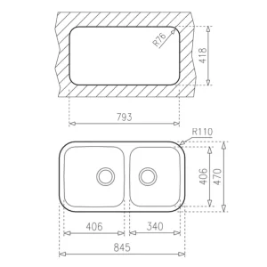 Chậu rửa bát TEKA BE 2B 845 R 10125029