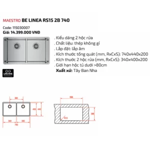 Chậu rửa bát TEKA BE LINEA RS15 2B 740 115030007