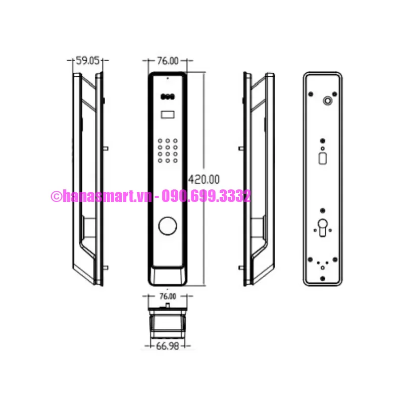 Khóa vân tay cửa gỗ AVALOCK AL-80FRVT-B