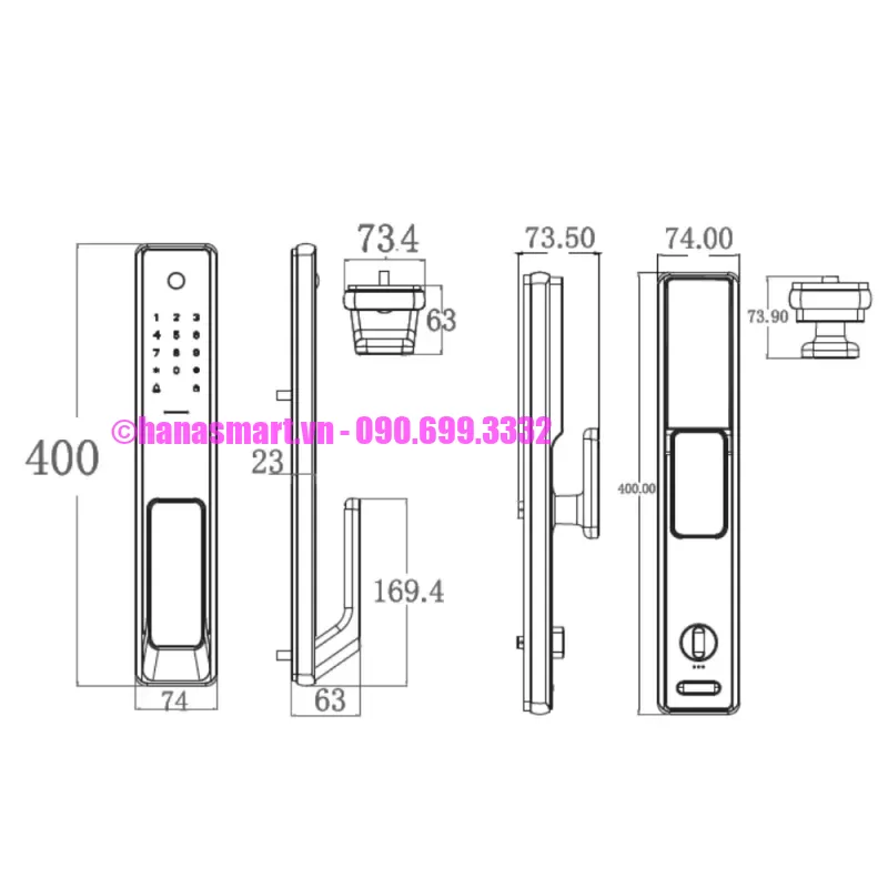 Khóa vân tay cửa gỗ AVOLOCK AL-82FRVT-B