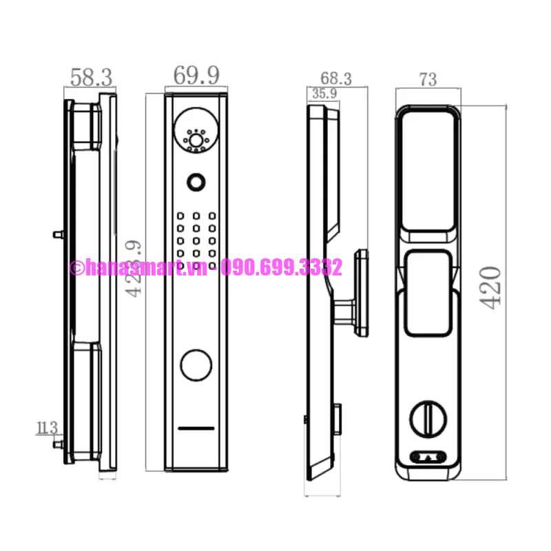 Khóa vân tay cửa gỗ AVOLOCK AL-84FRVT-B