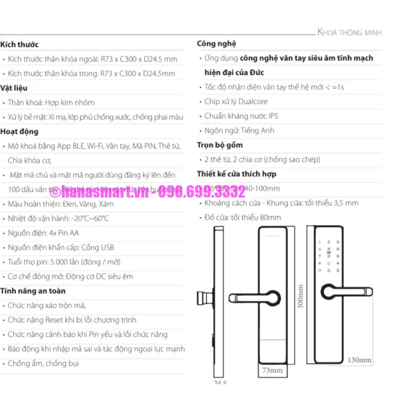 Khóa vân tay cửa gỗ AVOLOCK AV 63 BLACK