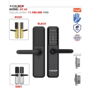 Khóa vân tay cửa gỗ AVOLOCK AV 63 BLACK