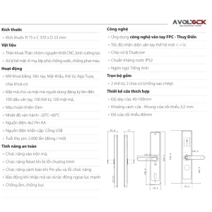 Khóa vân tay cửa gỗ AVOLOCK AV-64-B