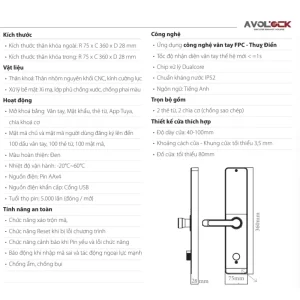 Khóa vân tay cửa gỗ AVOLOCK AV-66-B