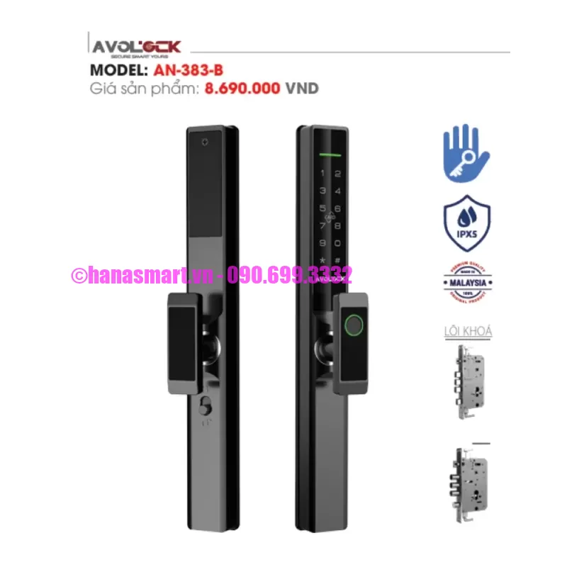 Khóa vân tay cửa nhôm AVOLOCK AN-383-B