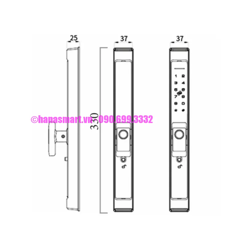 Khóa vân tay cửa nhôm AVOLOCK AN-383-B